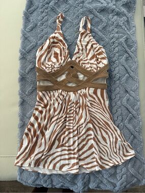 New Sky Brown and White Zebra-Print/felt Strappy Halter